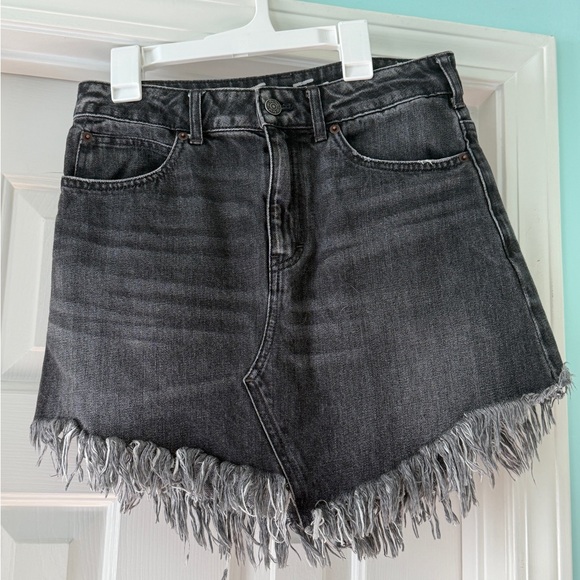 We The Free Dresses & Skirts - We The Free Black Jean Shorts Distressed Frayed Hem